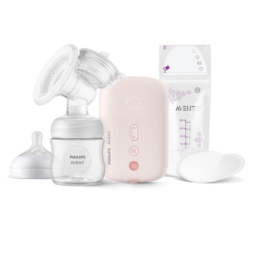 Комплект с ел. помпа за кърма Natural Motion Philips AVENT + 1бр. шише + аксесоари за кърмене