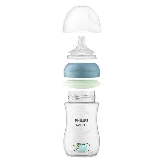 Подаръчен Нощен комплект шише Natural Response 260 мл flow 3 + залъгалка 0-6 м Philips AVENT - светещи в тъмното