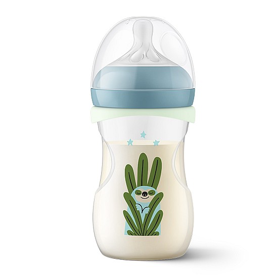 Подаръчен Нощен комплект шише Natural Response 260 мл flow 3 + залъгалка 0-6 м Philips AVENT - светещи в тъмното