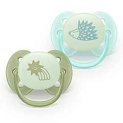 Залъгалки Ultra Soft NightTime Philips AVENT 0-6м звезда/таралеж момче 2 бр