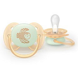 Залъгалки Ultra Soft NightTime Philips AVENT 0-6м луна/сова момиче 2 бр