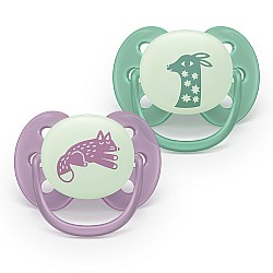 Залъгалки Ultra Soft NightTime Philips AVENT 6-18м пастелни момиче 2 бр