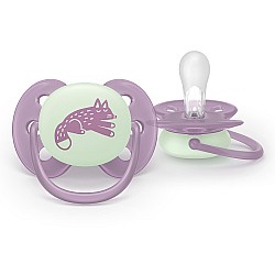 Залъгалки Ultra Soft NightTime Philips AVENT 6-18м пастелни момиче 2 бр