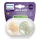 Залъгалки Ultra Soft Philips AVENT + стерилизаторна кутия птица/катерица 6-18м неутрални цветове, plant based, 2бр/оп
