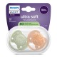 Залъгалки Ultra Soft Philips Avent + стерилизаторна кутия 18м+, с декорация сърна/гъска, plant based, 2бр/оп