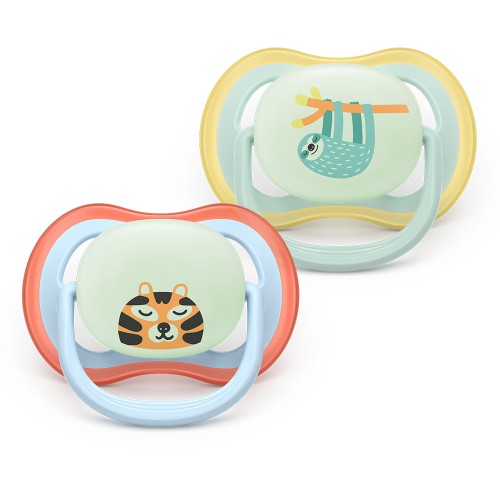 Залъгалки Ultra Air Night Philips AVENT 0-6м ленивец/тигър 2 бр