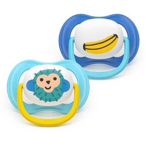 Залъгалки Ultra Air Happy Philips AVENT 6-18м маймунка/банан сини 2 бр