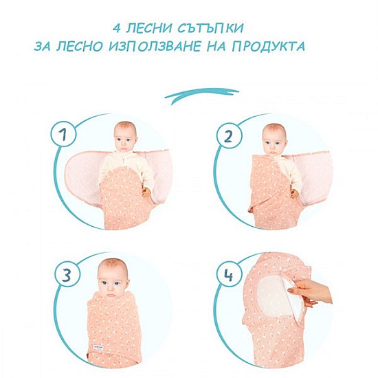 SeviBaby Антистрес завивка за новородено розови цветя
