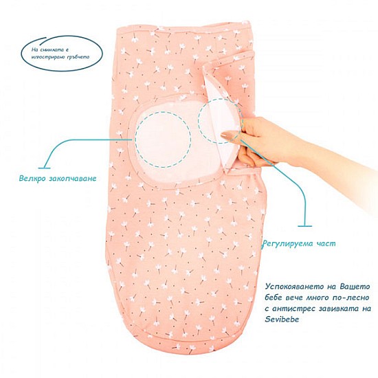 SeviBaby Антистрес завивка за новородено розови цветя