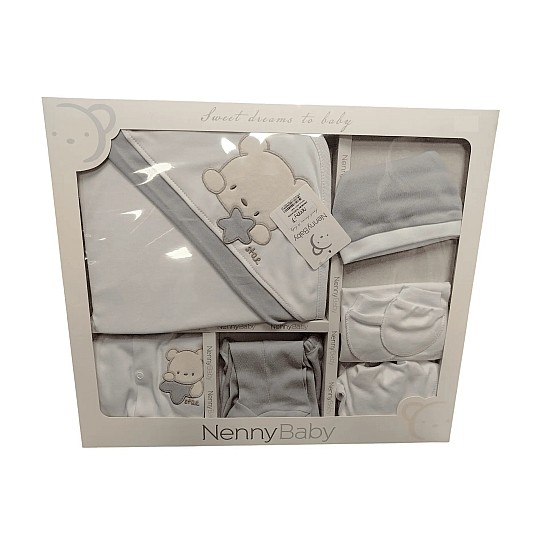 NennyBaby Комплект за изписване, 10 части, сиво мече