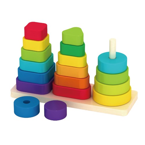 Дървена играчка за нанизване с 3 оси AcoolToy 18м+