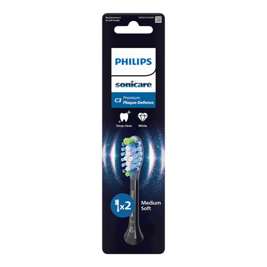Глава C3 Premium Plaque Defense за електрическа четка за зъби Philips Sonicare 2 бр. черна BrushSync 