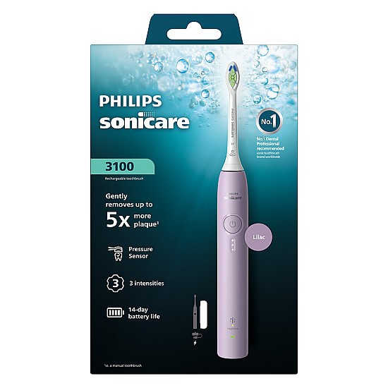 Електрическа четка за зъби Next-Generation Philips Sonicare Серия 3100, люляк с калъф за пътуване