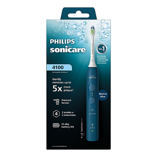 Електрическа четка за зъби Next-Generation Philips Sonicare Серия 4100, морско синя с накрайник Optimal White