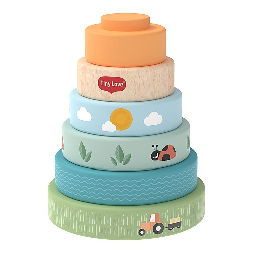 Дървена кула за подреждане Farmers Funday Tiny Love 6м+