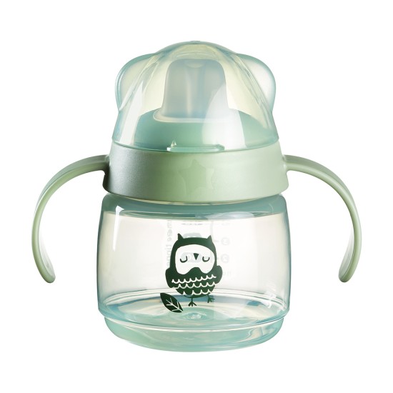  Неразливаща се чаша с мек накрайник SOFT SPOUT Tommee Tippee, 150мл, зелена с декорация бухал