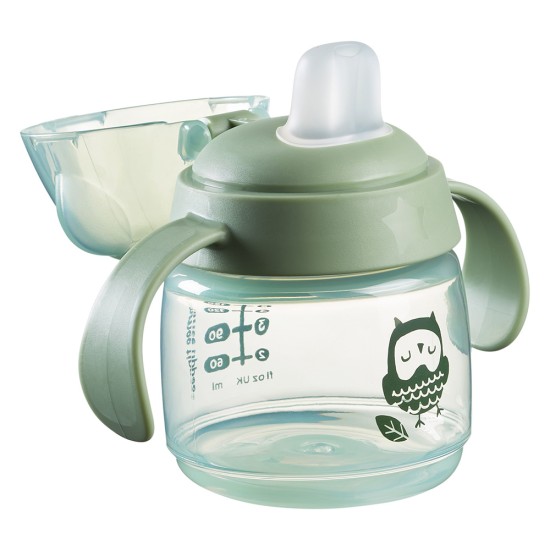  Неразливаща се чаша с мек накрайник SOFT SPOUT Tommee Tippee, 150мл, зелена с декорация бухал