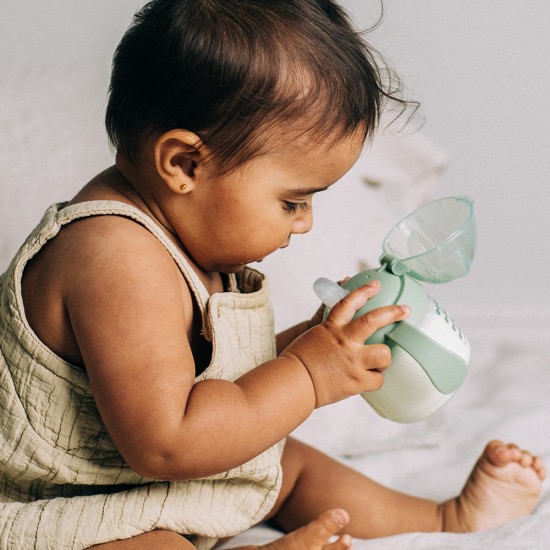  Неразливаща се чаша с мек накрайник SOFT SPOUT Tommee Tippee, 150мл, зелена с декорация бухал