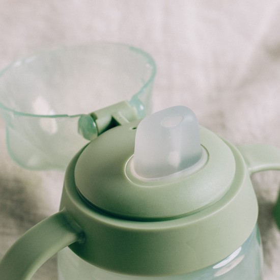  Неразливаща се чаша с мек накрайник SOFT SPOUT Tommee Tippee, 150мл, зелена с декорация бухал