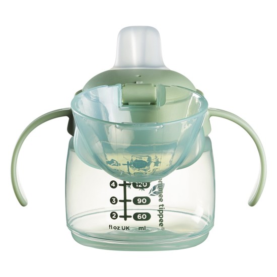  Неразливаща се чаша с мек накрайник SOFT SPOUT Tommee Tippee, 150мл, зелена с декорация бухал