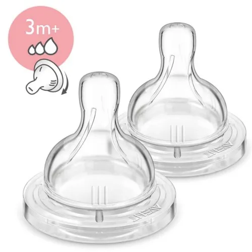 Биберон с три позиции с прорез 3+м. 2 бр. CLASSIC PHILIPS AVENT С НАРУШЕНА ОПАКОВКА