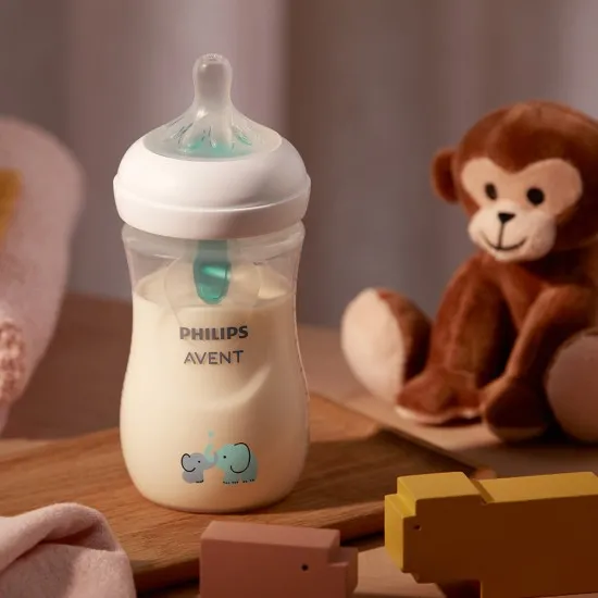 Шише Natural Response 3.0 Philips AVENT, 260 мл с клапа AirFree, 1м+, слон