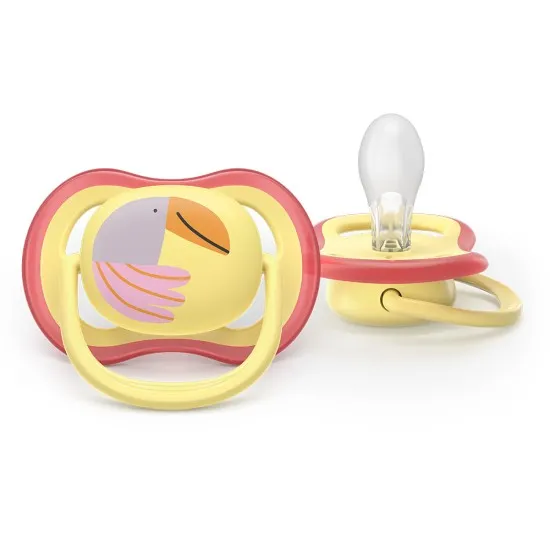 Philips AVENT Залъгалки Ultra Air  0-6м пеперуда/птица, розови, 2 бр. със стерилизаторна кутия 