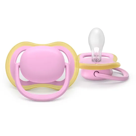 Philips AVENT Залъгалки Ultra Air пастелни 6-18м пастелно зелено/розово, за момиче 2 бр, със стерилизаторна кутия