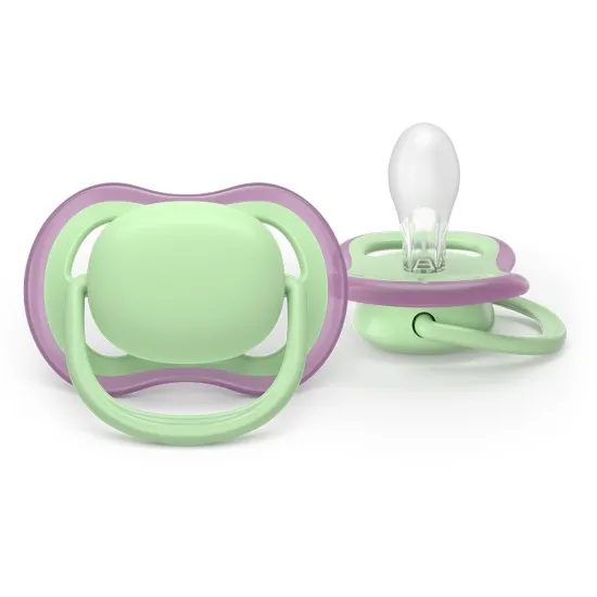 Philips AVENT Залъгалки Ultra Air пастелни 6-18м пастелно зелено/розово, за момиче 2 бр, със стерилизаторна кутия