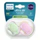 Philips AVENT Залъгалки Ultra Air пастелни 6-18м пастелно зелено/розово, за момиче 2 бр, със стерилизаторна кутия