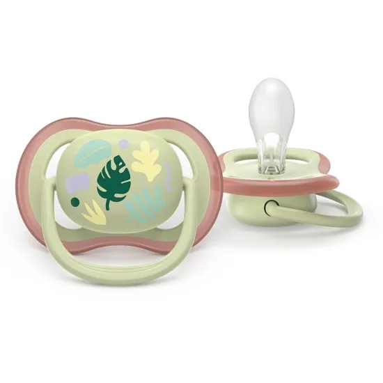 Philips AVENT Залъгалки Ultra Air пастелни 6-18 м. с декорация листа, неутрални 2 бр. със стерилизаторна кутия