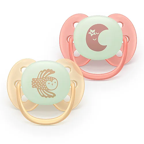 Залъгалки Ultra Soft NightTime Philips AVENT 0-6м луна/сова момиче 2 бр
