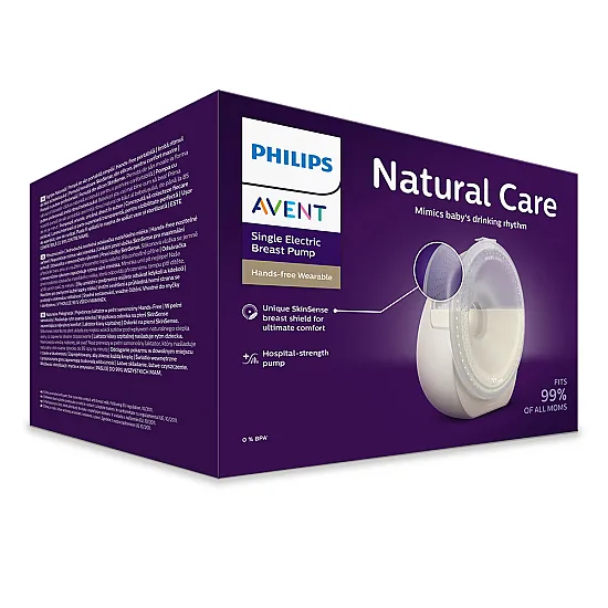 Единична Преносима електрическа помпа Philips Avent Hands-Free Natural Care със силиконов уплътнител SkinSense