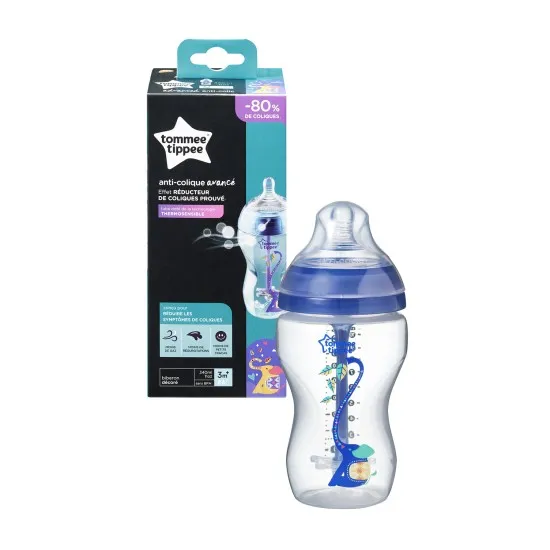 Шише за хранене с декорация Tommee Tippee Advanced Anti-colic, 340мл, син, момче, 42257875