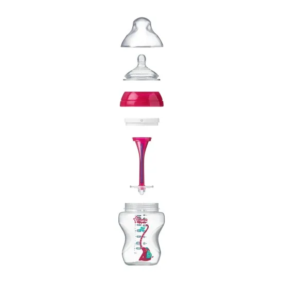 Tommee Tippee Шише за хранене с декор Anti-colic 340мл розов момиче 42257975