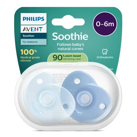 Philips AVENT Залъгалки Soothie + стерилизаторна кутия 0-6 м. plant based 2 бр/оп
