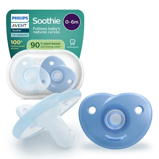 Philips AVENT Залъгалки Soothie + стерилизаторна кутия 0-6 м. plant based 2 бр/оп