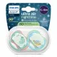 Philips AVENT Залъгалки Ultra Air Night 6-18 м. хамелеон/маймунка, син 2 бр. със стерилизаторна кутия