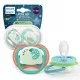 Philips AVENT Залъгалки Ultra Air Night 6-18 м. хамелеон/маймунка, син 2 бр. със стерилизаторна кутия