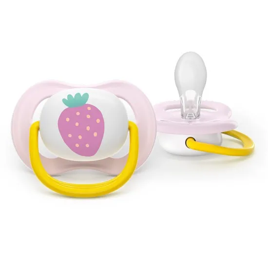 Philips AVENT Залъгалки Ultra Air Happy 0-6м. папагал/ягода, момиче 2 бр. със стерилизаторна кутия