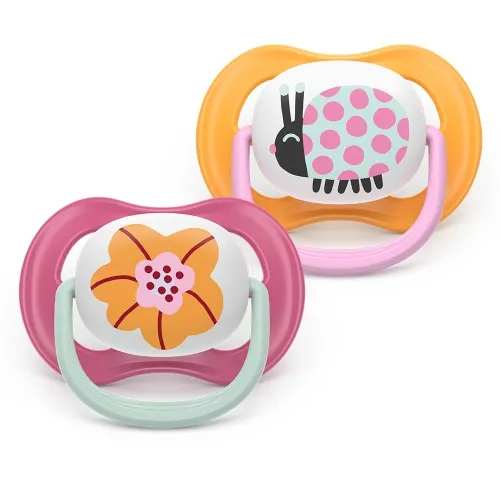 Залъгалки Ultra Air Happy Philips AVENT 6-18м цвете/калинка розови 2 бр