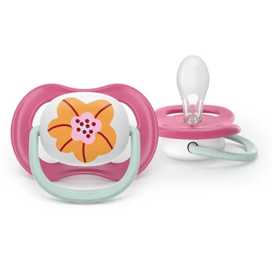 Philips AVENT Залъгалки Ultra Air  0-6м пеперуда/птица, розови, 2 бр. със стерилизаторна кутия 