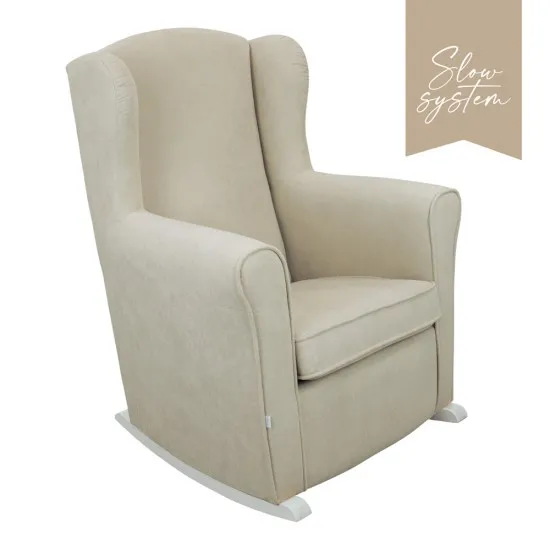 Micuna Люлеещ се стол  Nanny със система Slow System, white/beige