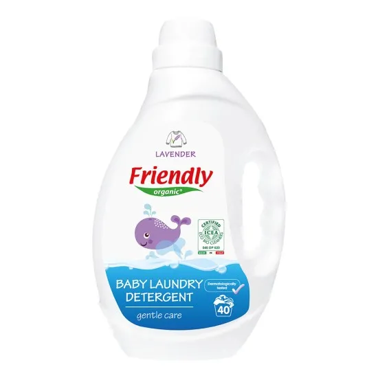 Препарат за пране на бебешки дрехи Friendly Organic, 2 000 мл, лавандула 
