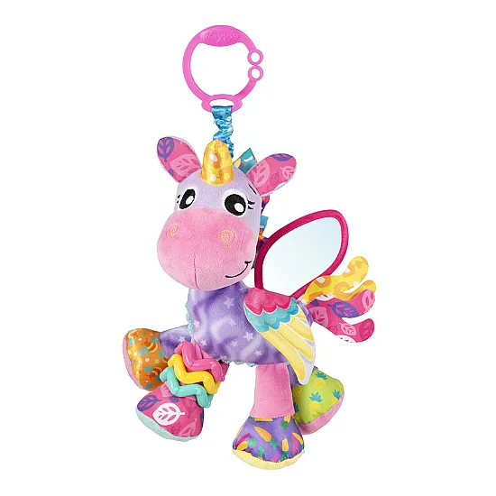 Активна играчка розов еднорог Playgro Refresh 0м+ с удобен ринг за закачане