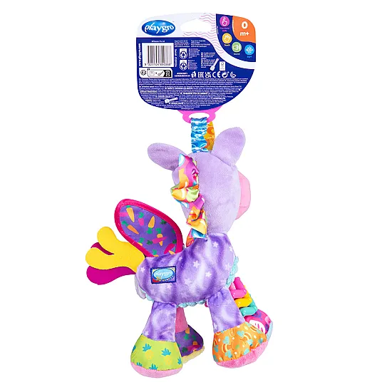Активна играчка розов еднорог Playgro Refresh 0м+ с удобен ринг за закачане