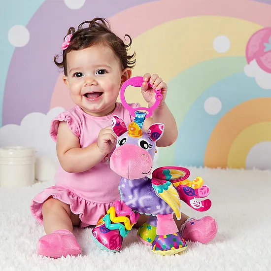 Активна играчка розов еднорог Playgro Refresh 0м+ с удобен ринг за закачане