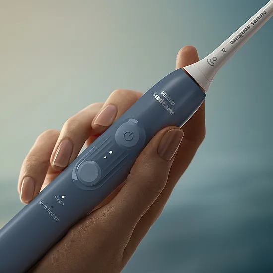 Електрическа четка за зъби Next-Generation Philips Sonicare Серия 4100, морско синя с накрайник Optimal White и кутия за пътуване