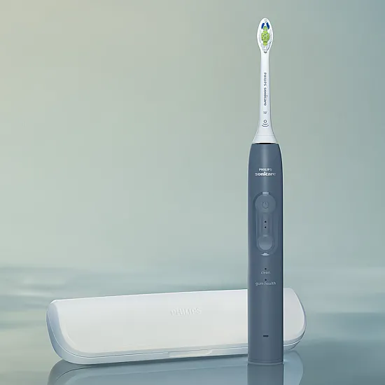 Електрическа четка за зъби Next-Generation Philips Sonicare Серия 4100, морско синя с накрайник Optimal White и кутия за пътуване