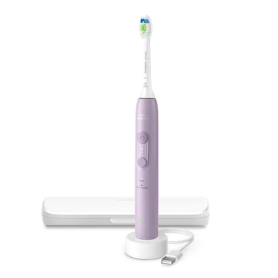 Електрическа четка за зъби Next-Generation Philips Sonicare Серия 4100, люляк с накрайник Optimal White и кутия за пътуване